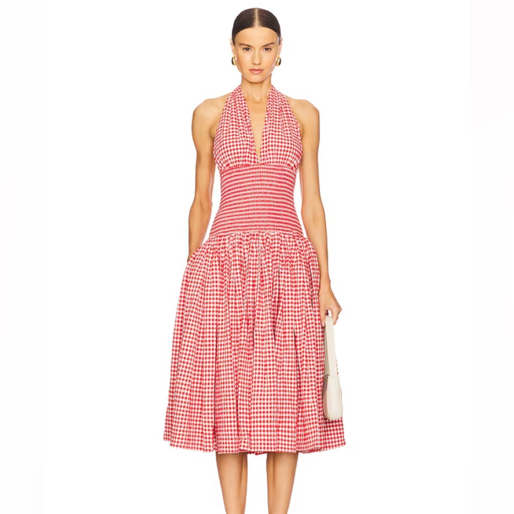 L’Academie by Marianna Gwen Midi Dress in Red & White